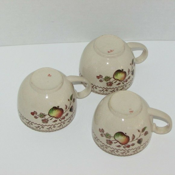 3 Johnson Bros. Old Granite Fruit Sampler Teacups Cottagecore Tea Cups - Picture 7 of 7